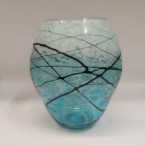 DB-669 Vase - Aqua Lightning Vessel 10x7  $295 at Hunter Wolff Gallery